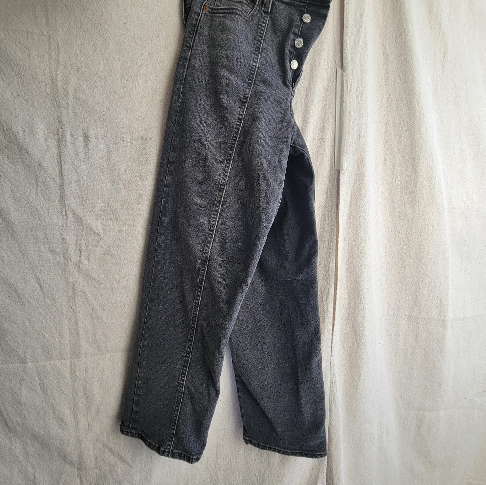 Levi's Ribcage Straight Ankle Jeans Grey Wash Front Seam size 25 - Picture 3 of 5